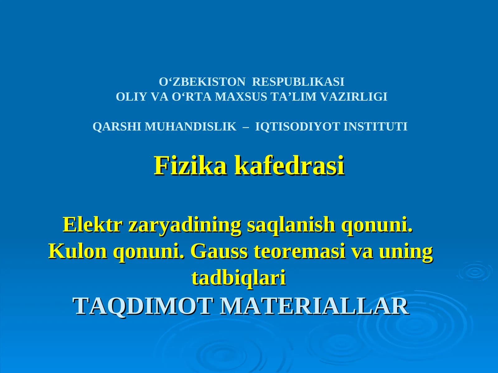 Elektr zaryadi va uning xossalari