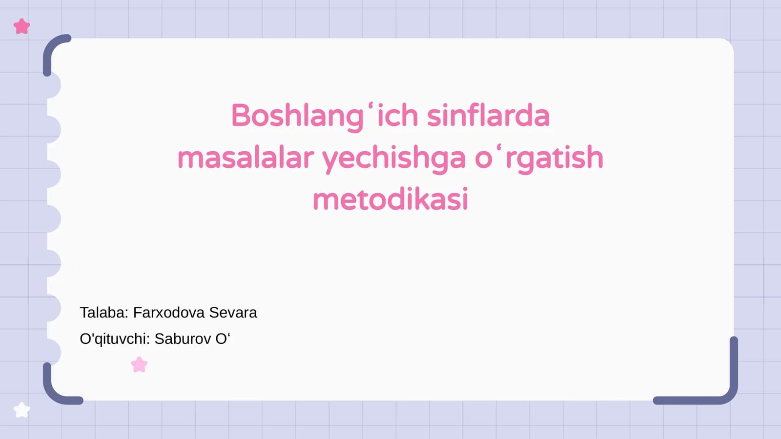 Boshlangʻich sinflarda masalalar yechishga oʻrgatish metodikasi