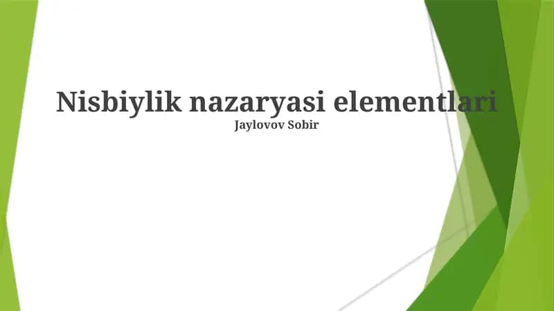 Nisbiylik nazaryasi elementlari
