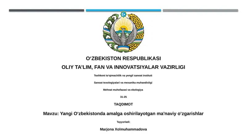 Yangi O‘zbekistonda amalga oshirilayotgan ma'naviy o‘zgarishlar
