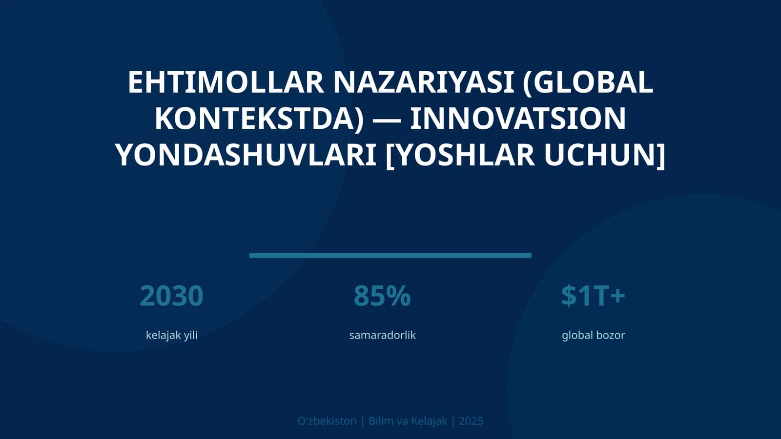 Ehtimollar Nazariyasi (Global Kontekstda) - Innovatsion Yondashuvlari [Yoshlar Uchun]
