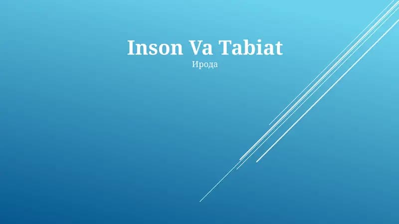 Inson Va Tabiat