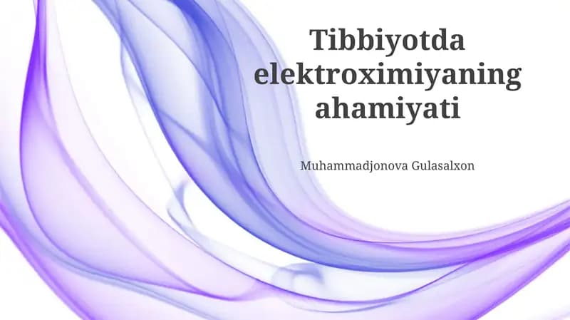 Elektroximiyaning Tibbiy Ahamiyati