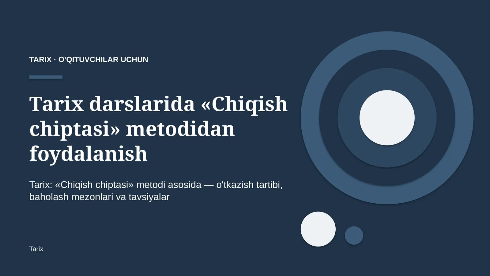 tarix darslarida chiqish chiptasi metodidan foydalanish 9776