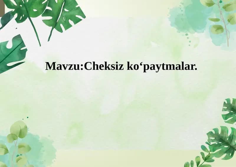 Cheksiz ko‘paytmalar