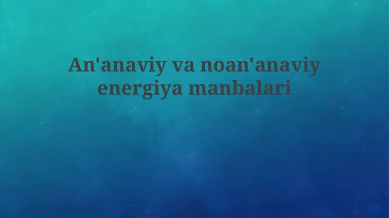 Energiya manbalari