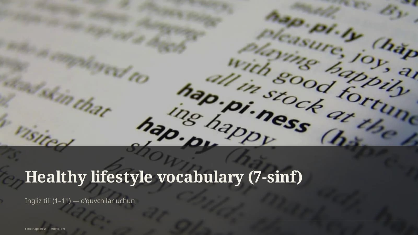 Healthy lifestyle vocabulary (7-sinf)
