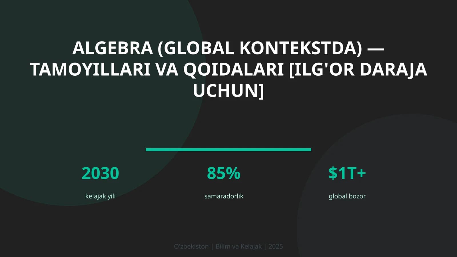 Algebra (global kontekstda) — tamoyillari va qoidalari [ilg'or daraja uchun]