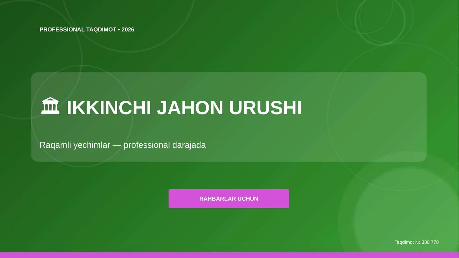 Ikkinchi jahon urushi: raqamli yechimlar (professional darajada) [rahbarlar uchun]