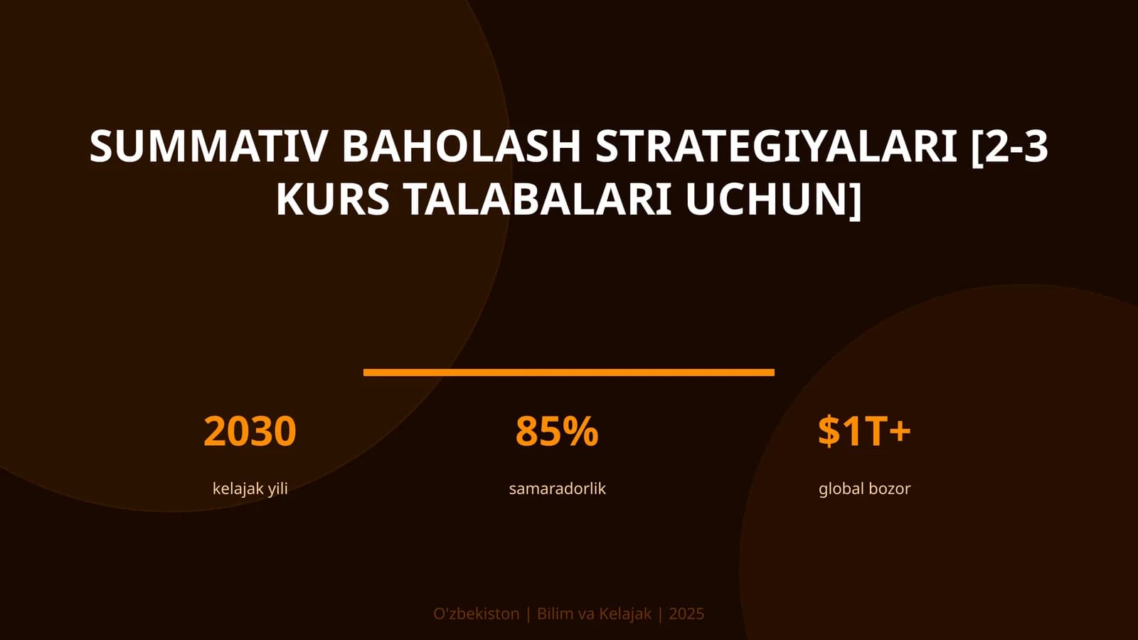 Summativ baholash strategiyalari [2-3 kurs talabalari uchun]