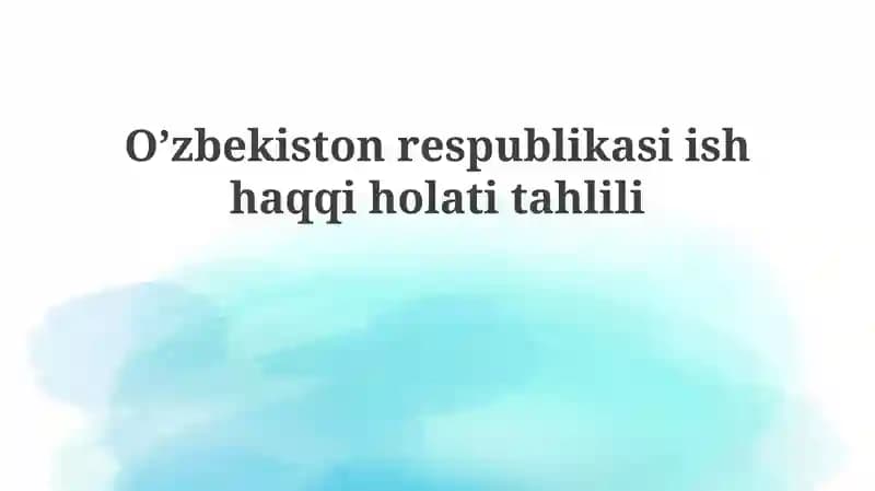O'zbekiston Respublikasi ish haqqi tahlili