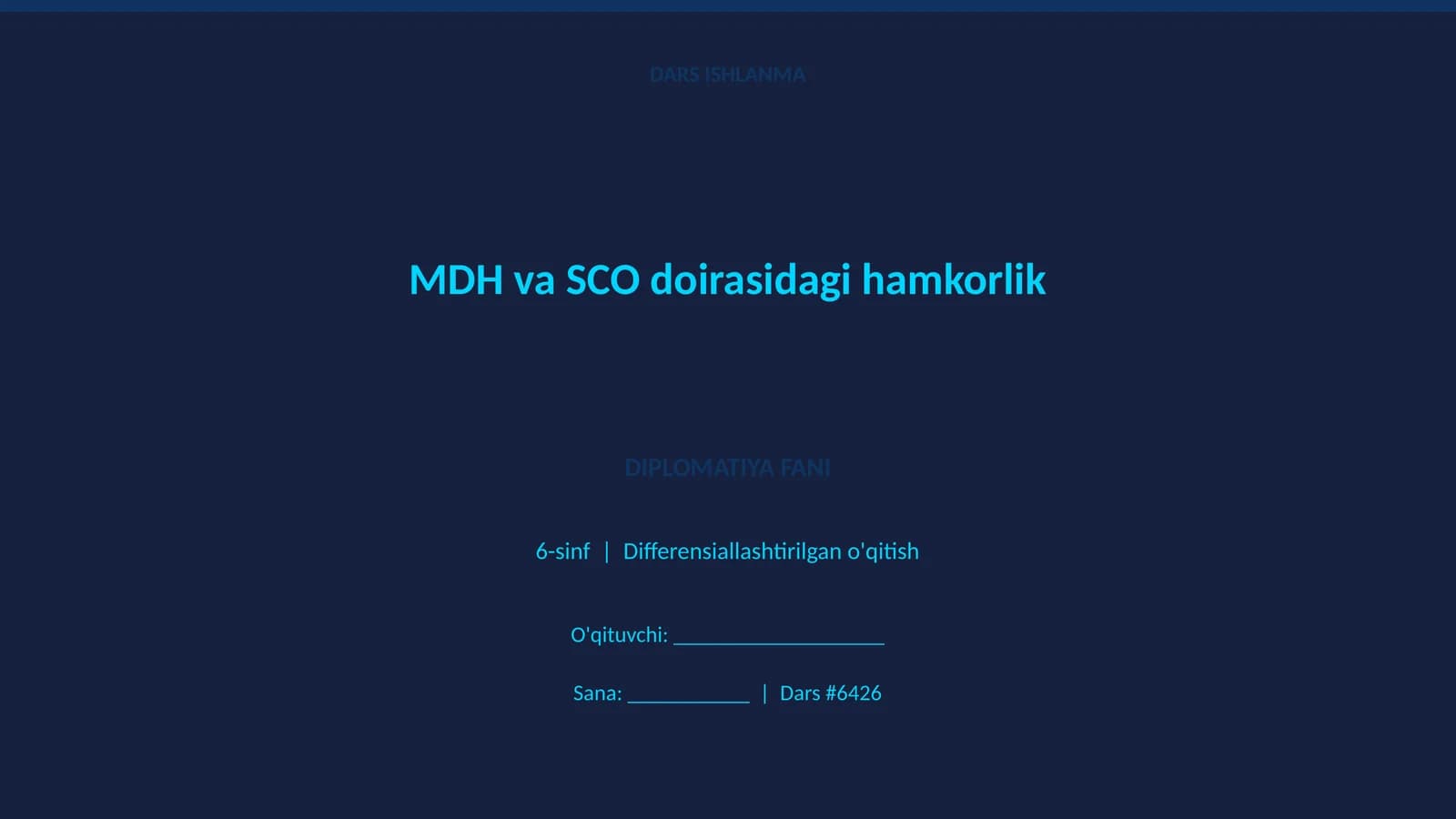 MDH va SCO doirasidagi hamkorlik