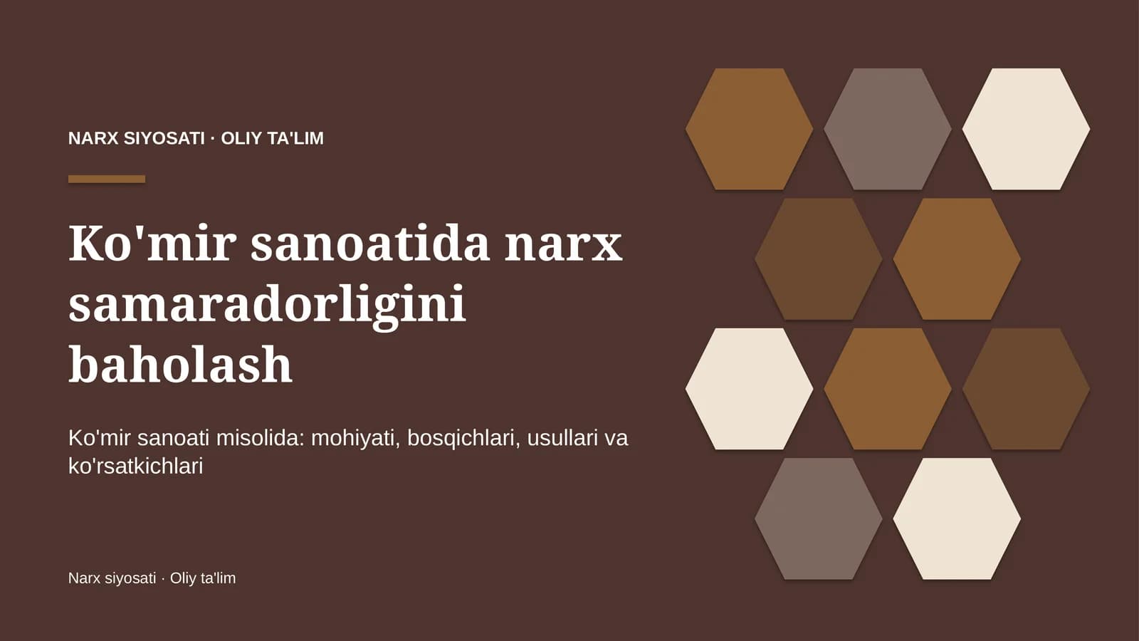 Ko'mir sanoatida narx samaradorligini baholash