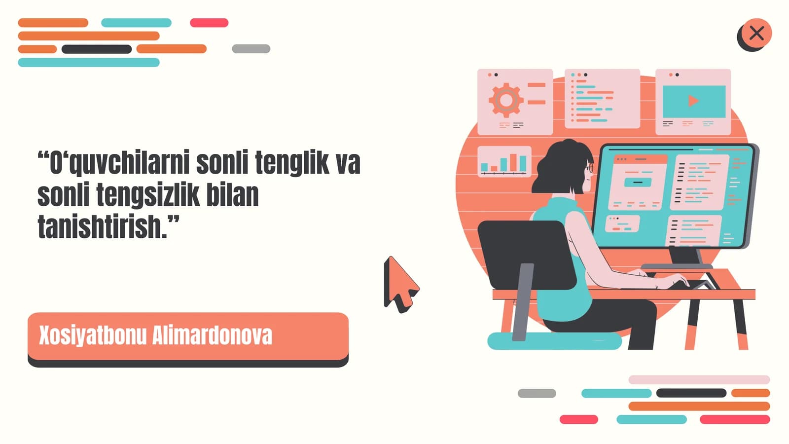 O‘quvchilarni sonli tenglik va sonli tengsizlik bilan tanishtirish