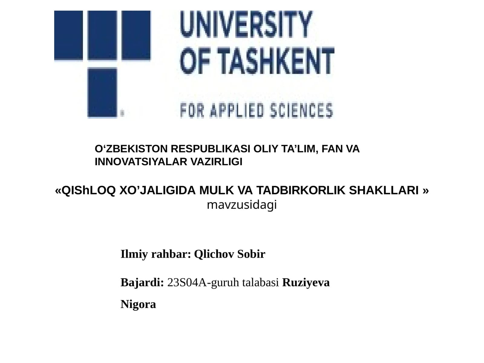 QIShLOQXO’JALIGIDAMULKVATADBIRKORLIKSHAKLLARI