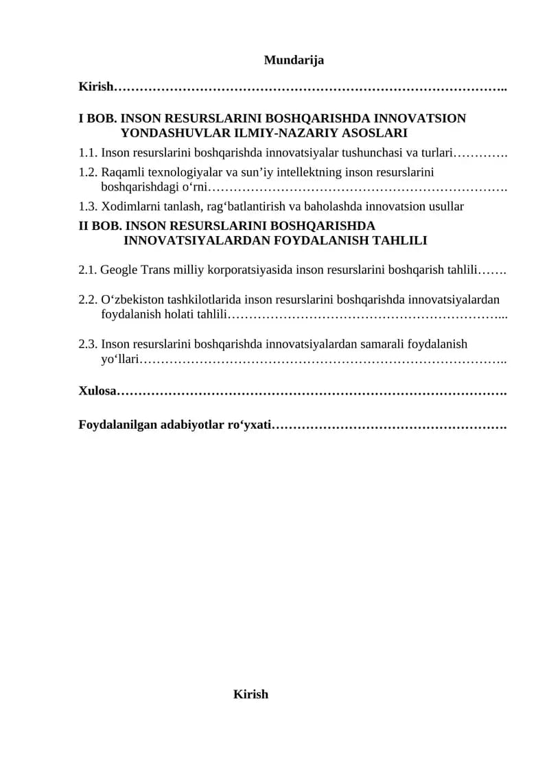 INSON RESURSLARINI BOSHQARISHDA INNOVATSION YONDASHUVLAR ILMIY-NAZARIY ASOSLARI