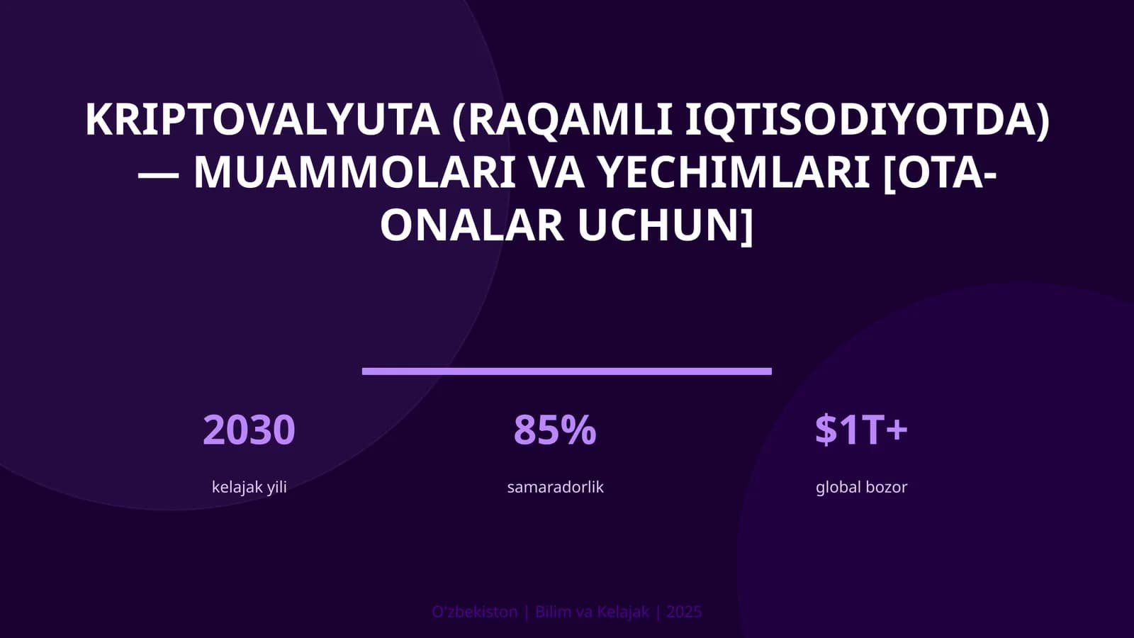 KRIPTOVALYUTA (RAQAMLI IQTISODIYOTDA) — MUAMMOLARI VA YECHIMLARI [OTA-ONALAR UCHUN]