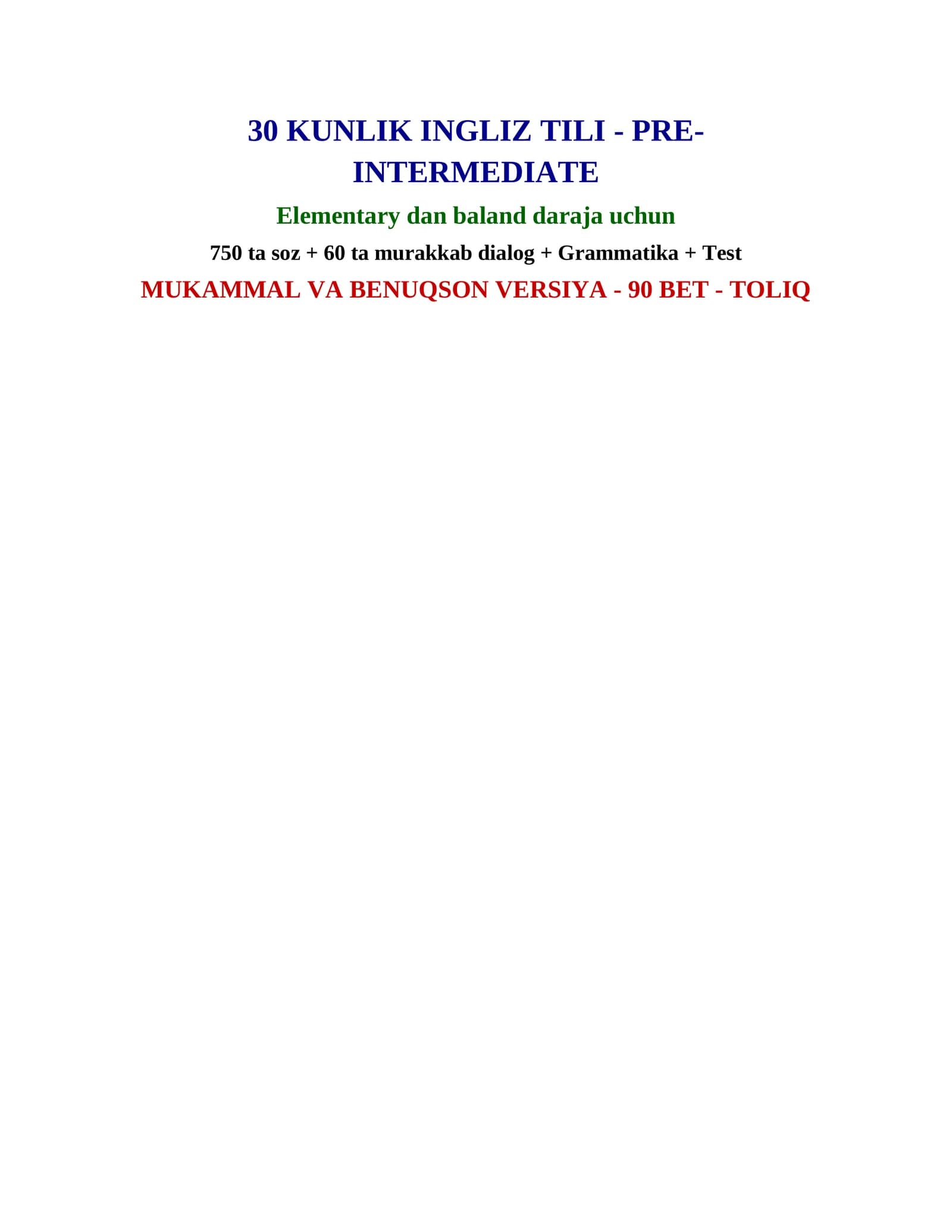 INGLIZ-TILI | Pre-Intermediate