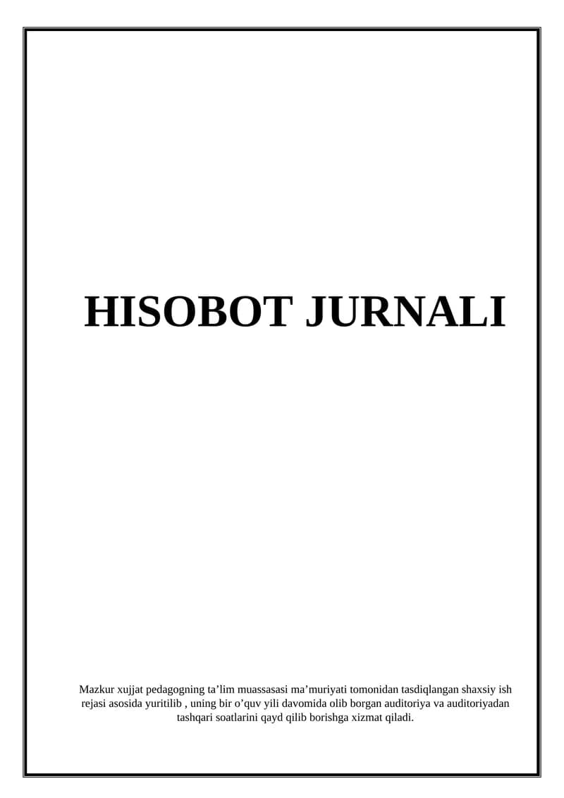 HISOBOT JURNALI