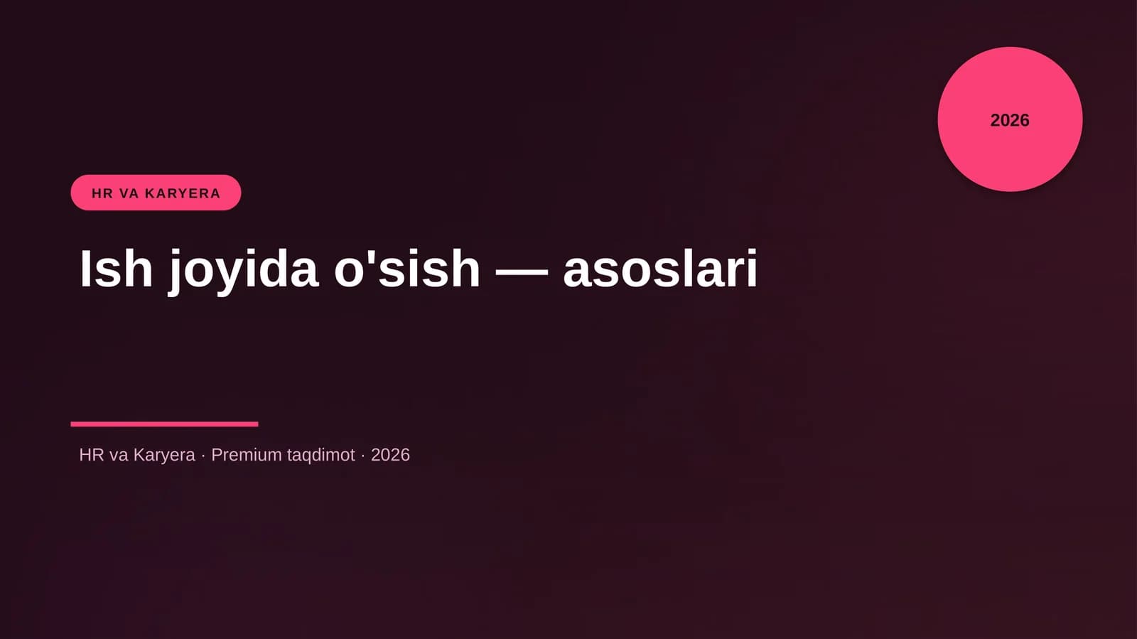 Ish joyida o'sish — asoslari