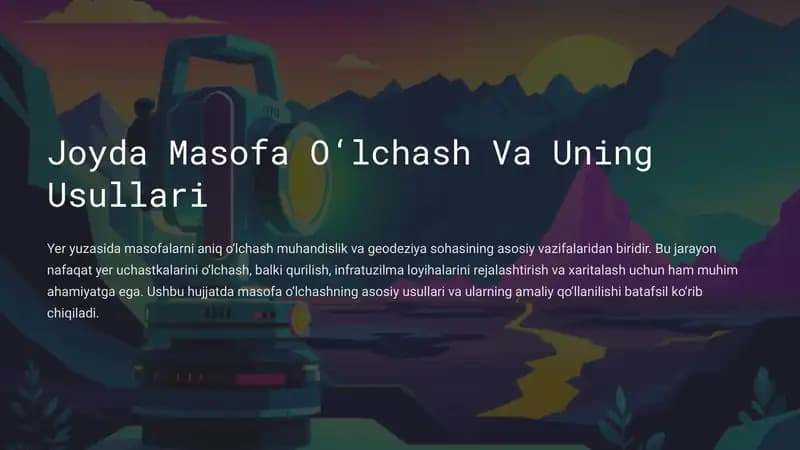 Masofa O‘lchash Va Uning Usullari
