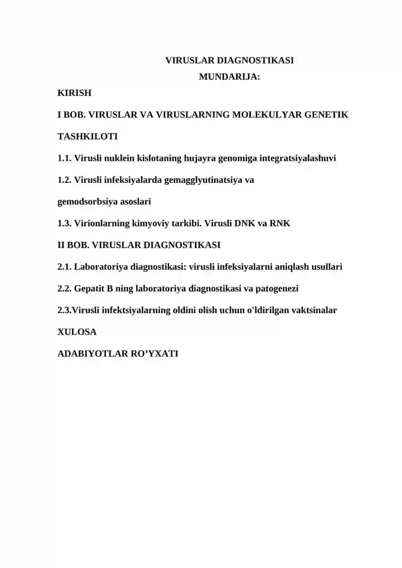 Viruslar Diagnostikasi