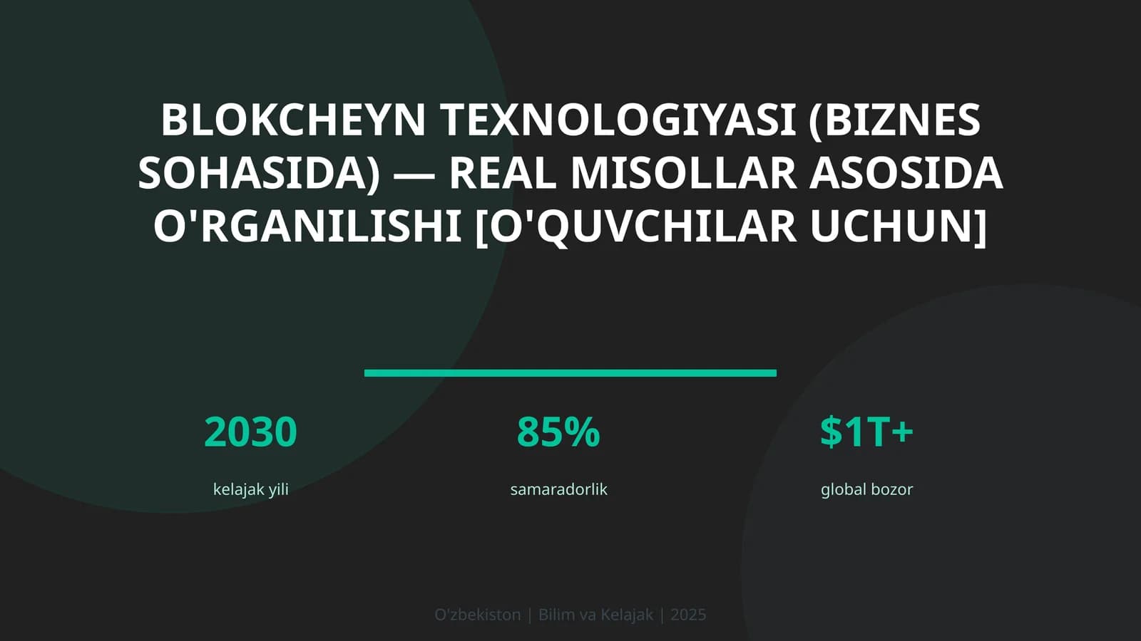 Blokcheyn texnologiyasi (biznes sohasida) — real misollar asosida o'rganilishi [o'quvchilar uchun]