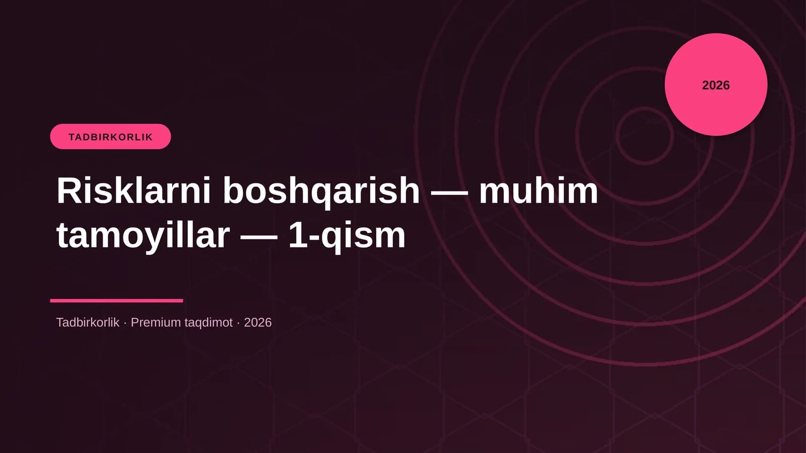 Risklarni boshqarish — muhim tamoyillar — 1-qism