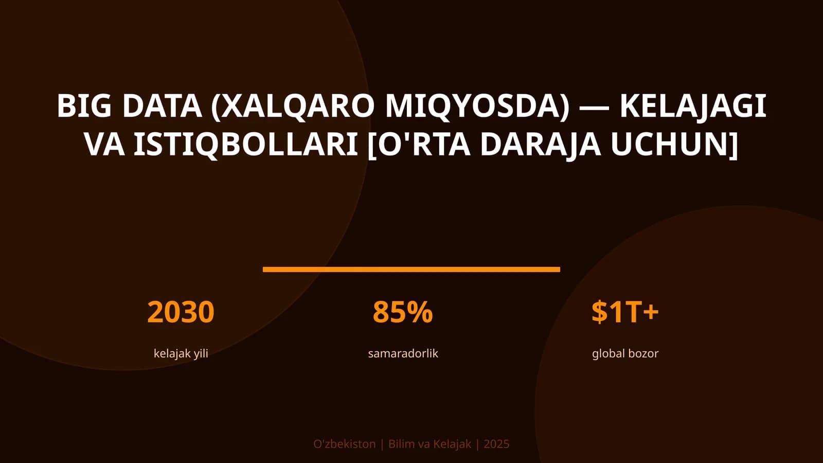Big Data (xalqaro miqyosda) — kelajagi va istiqbollari [o'rta daraja uchun]