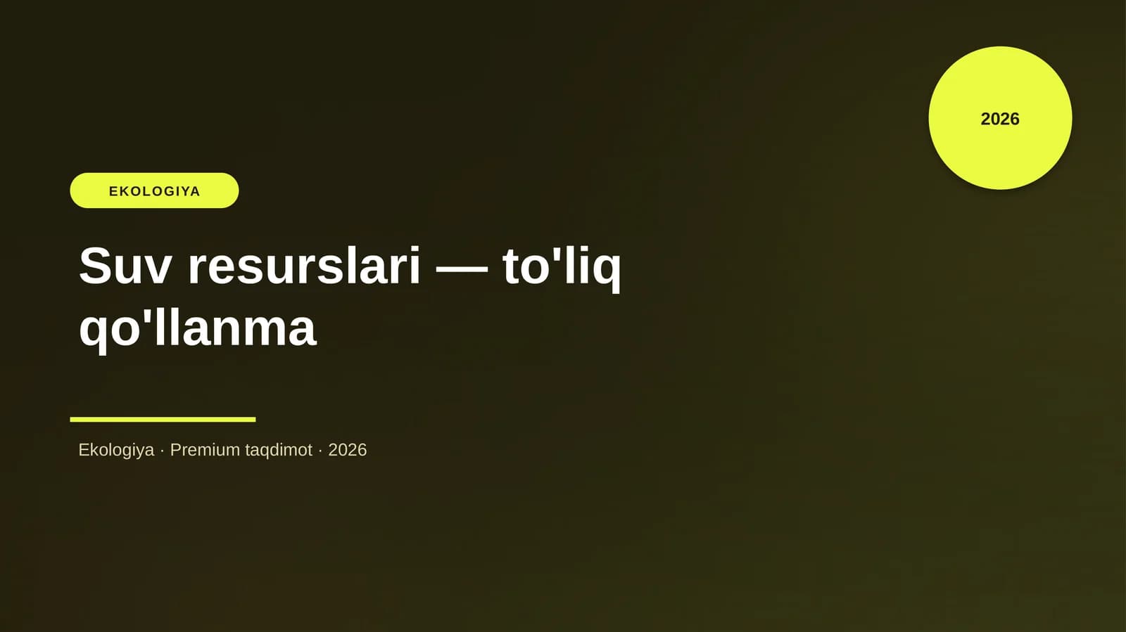 Suv resurslari — to'liq qo'llanma