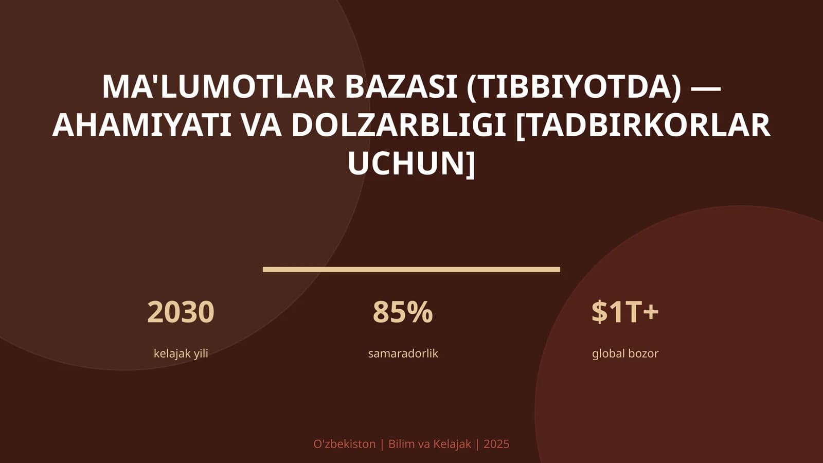 Ma'lumotlar bazasi (Tibbiyotda) — Ahamiyati va dolzarbligi [Tadbirkorlar uchun]
