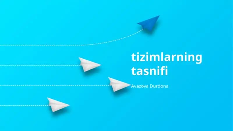 Tizimlarning Tasnifi