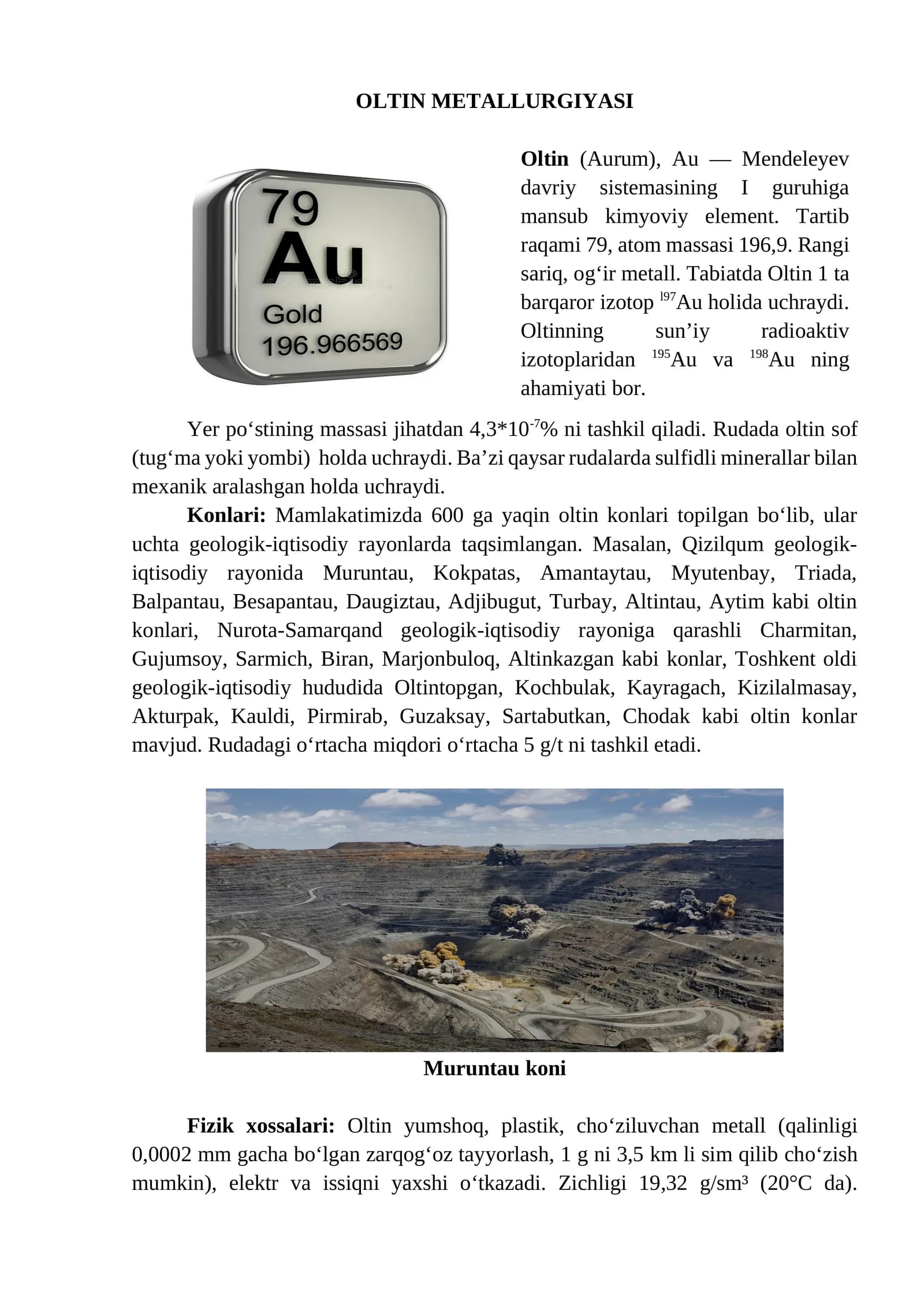 OLTIN METALLURGIYASI