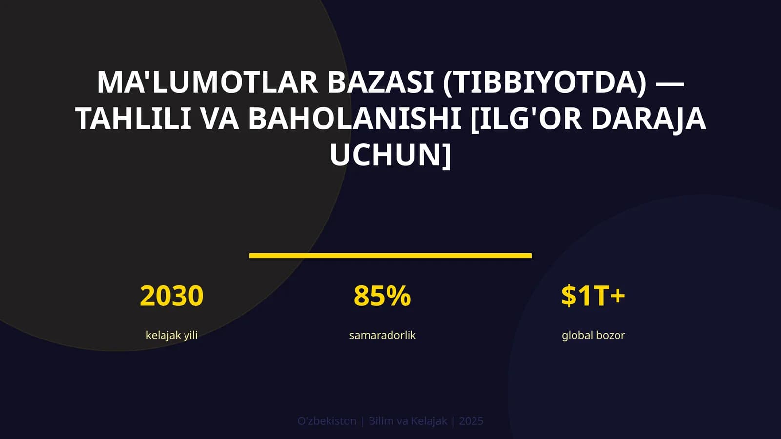 Ma'lumotlar bazasi (tibbiyotda) — tahlili va baholanishi [ilg'or daraja uchun]