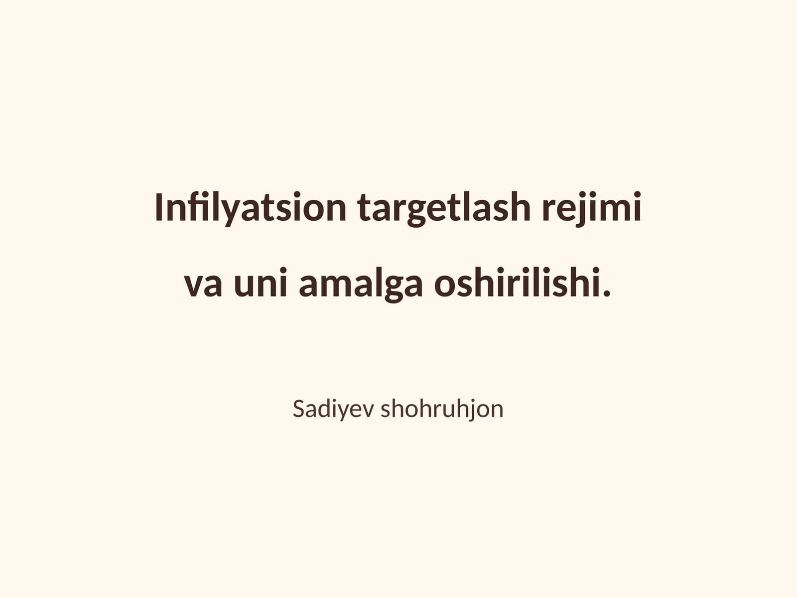 Infilyatsion targetlash rejimi va uni amalga oshirilishi