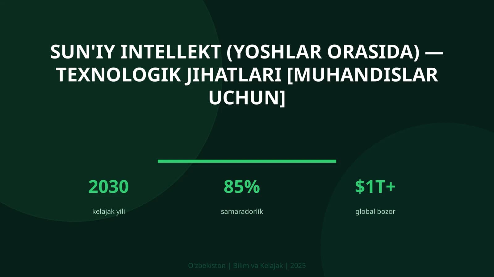 Sun'iy Intellekt (Yoshlar Orasida) — Texnologik Jihatlari [Muhandislar Uchun]
