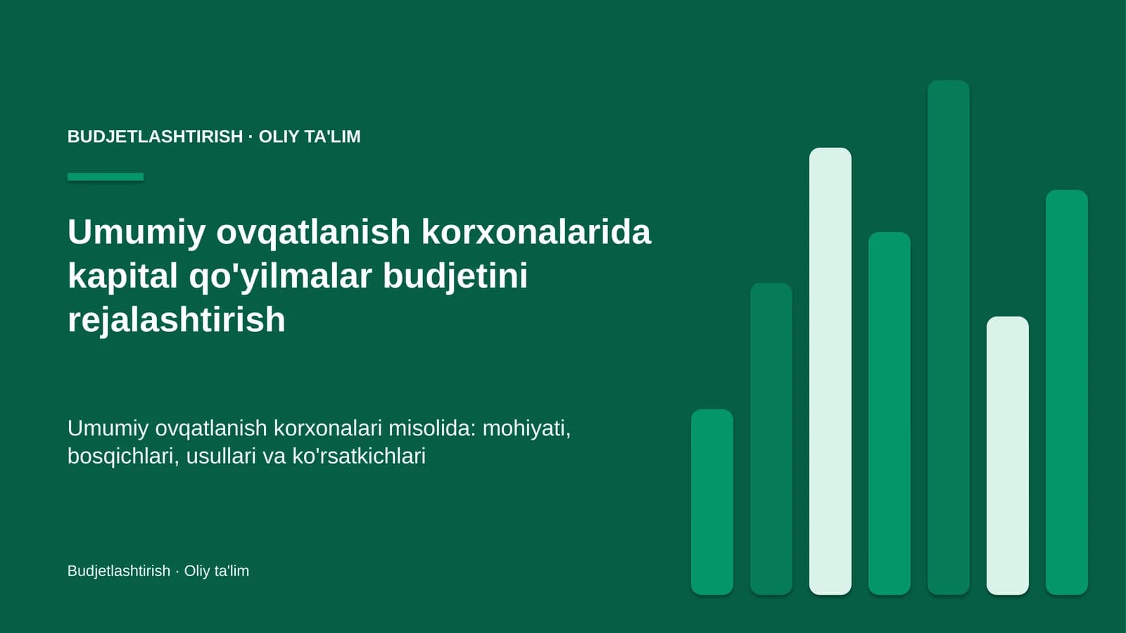 umumiy ovqatlanish korxonalarida kapital qo'yilmalar budjetini rejalashtirish 9838