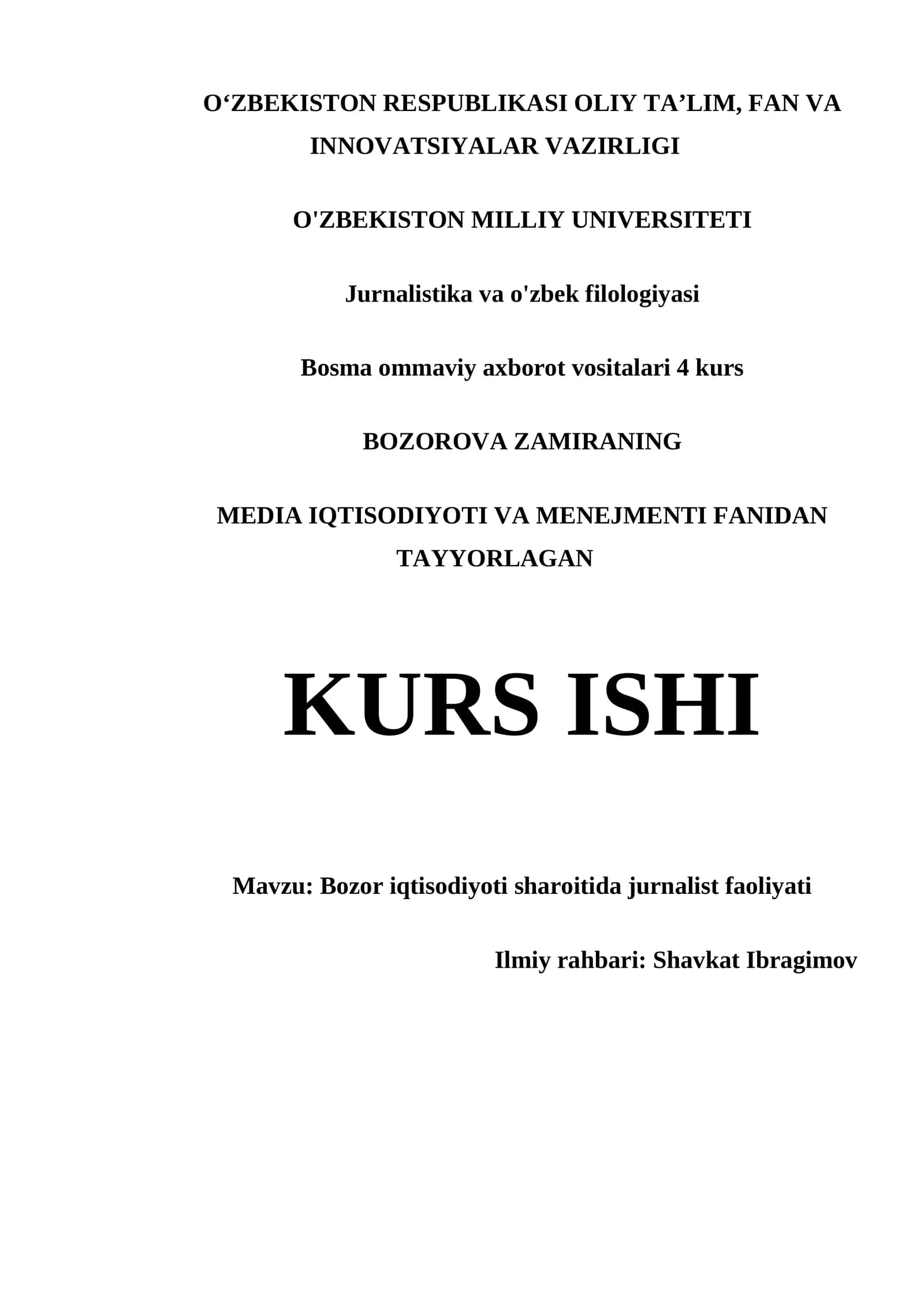 Bosma ommaviy axborot vositalari 4 kurs