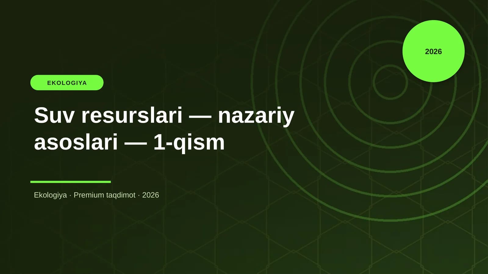 Suv resurslari — nazariy asoslari — 1-qism