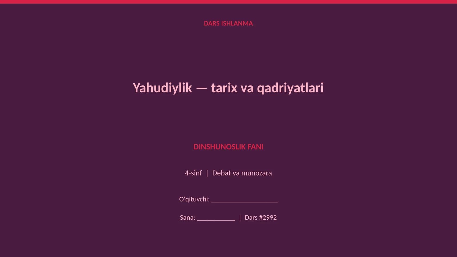Yahudiylik — tarix va qadriyatlari