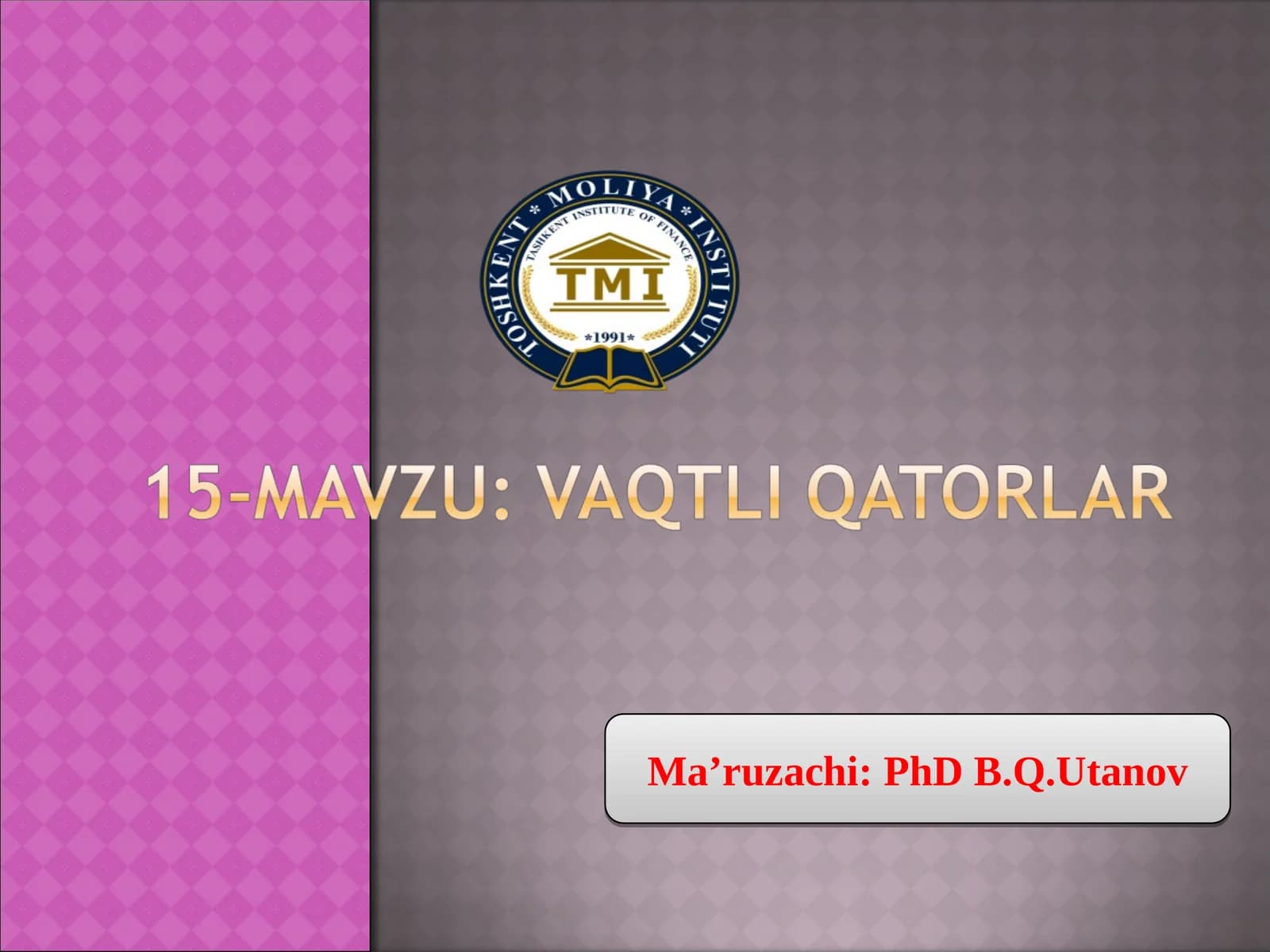 Vaqtli qatorlari to‘g‘risida tushuncha va ularni tuzish qoidalari