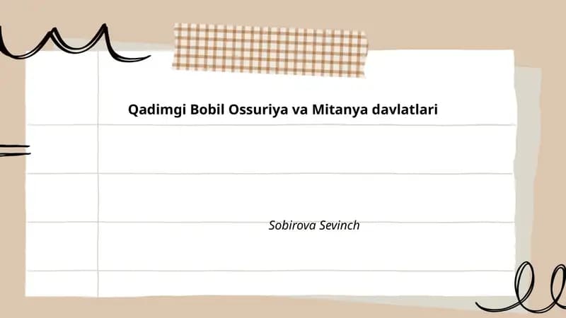 Qadimgi Bobil Ossuriya va Mitanya davlatlari