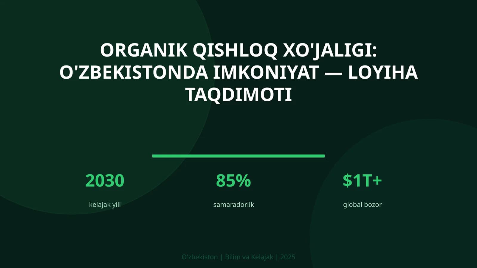 Organik qishloq xo'jaligi: O'zbekistonda imkoniyat — loyiha taqdimoti