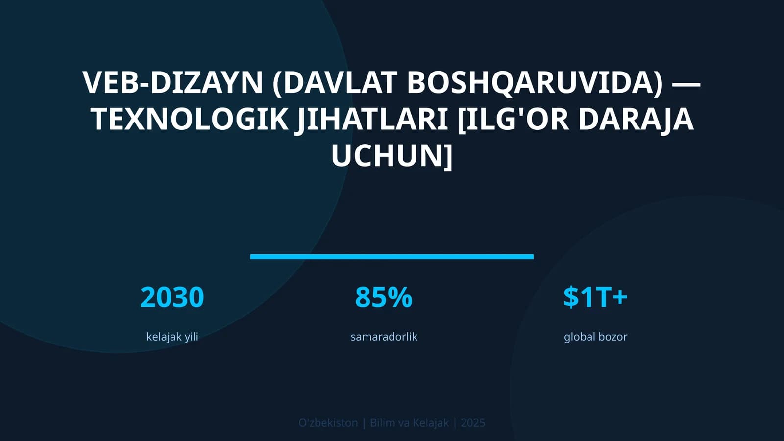 VEB-DIZAYN (DAVLAT BOSHQARUVIDA) — TEXNOLOGIK JIHATLARI [ILG'OR DARAJA UCHUN]