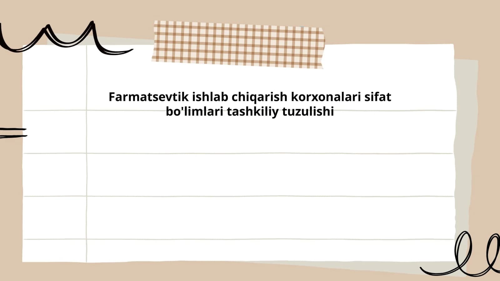 Farmatsevtik ishlab chiqarish korxonalari sifat bo'limlari tashkiliy tuzulishi