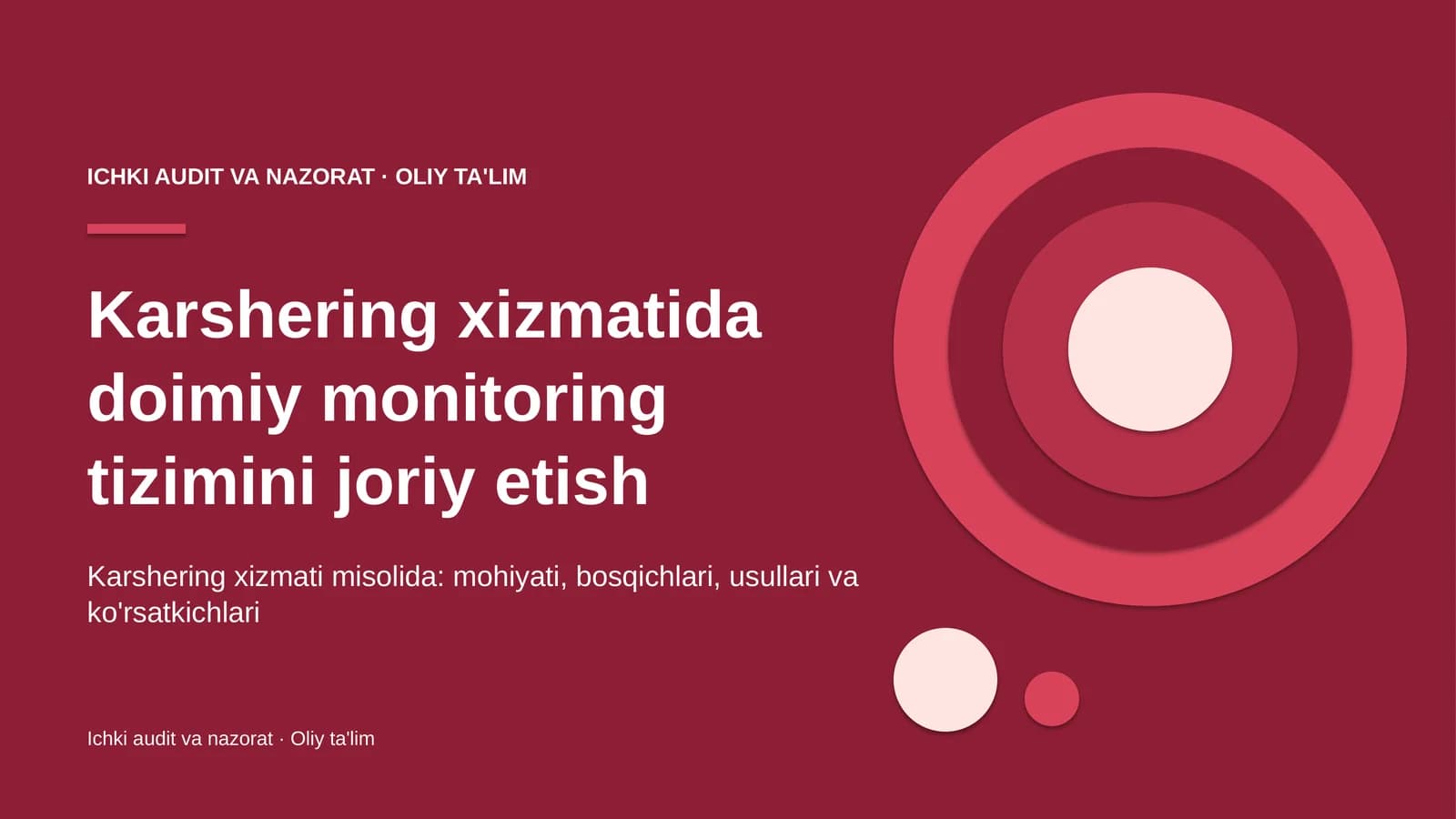 Karshering xizmatida doimiy monitoring tizimini joriy etish