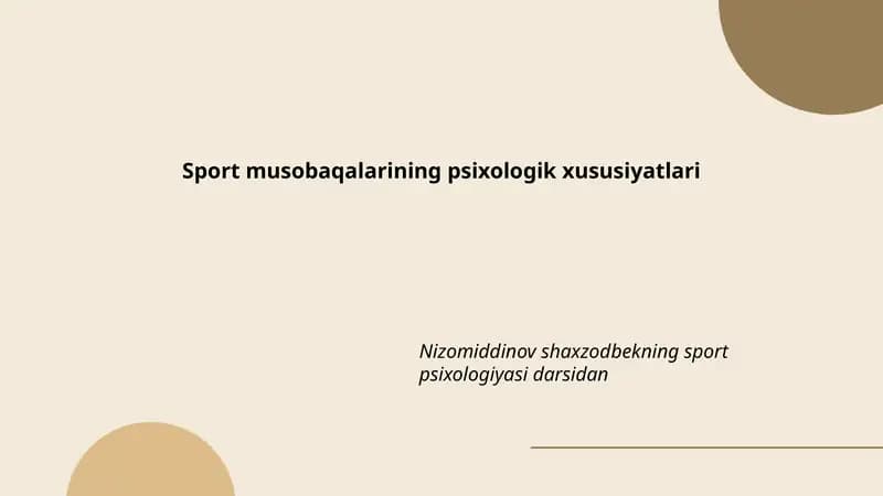 Sport musobaqalarining psixologik xususiyatlari