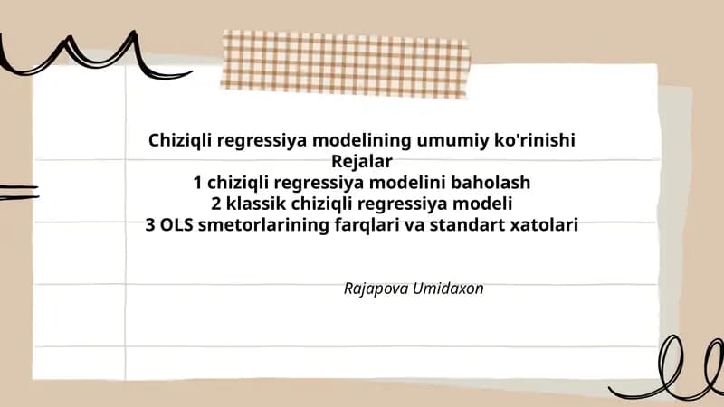 Chiziqli regressiya modelining umumiy ko'rinishi