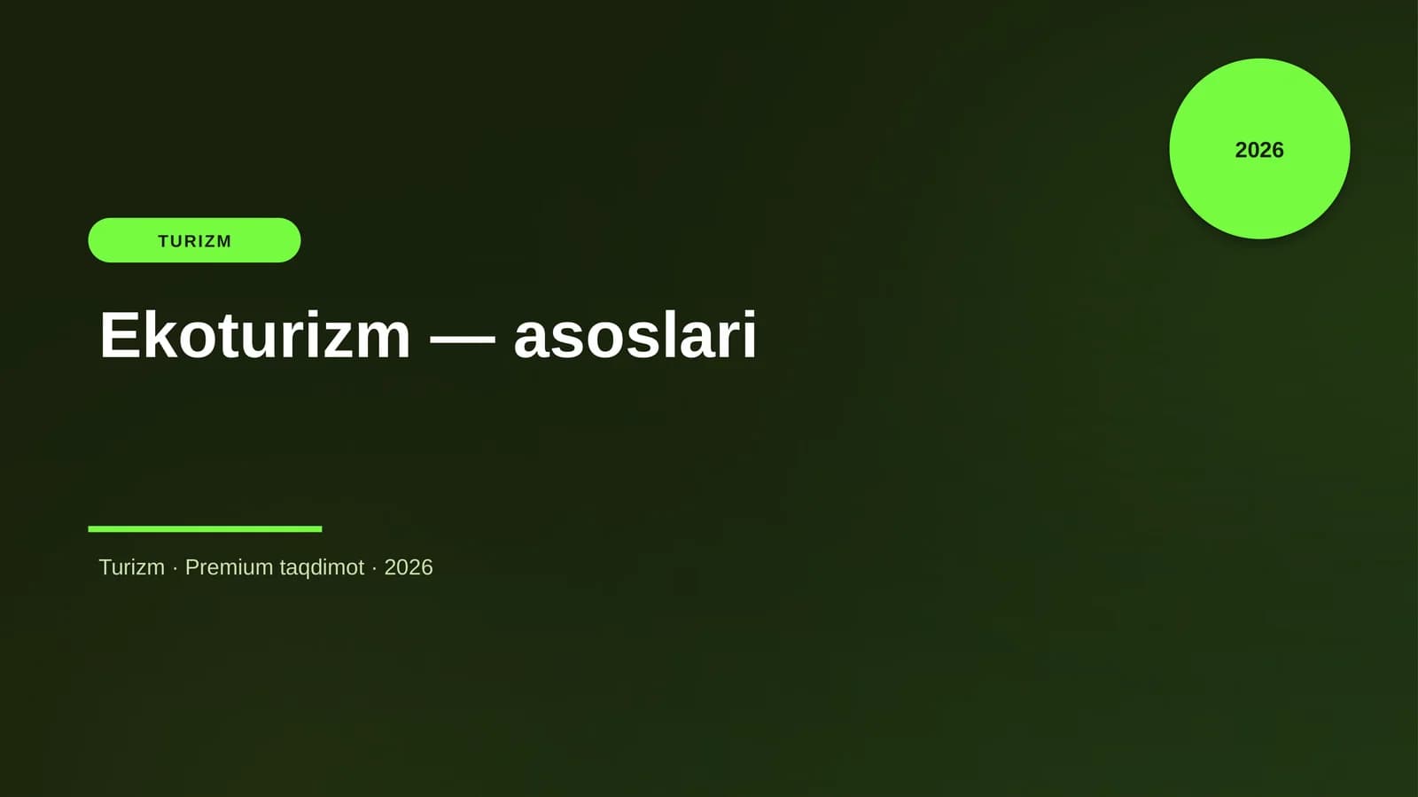 Ekoturizm — asoslari