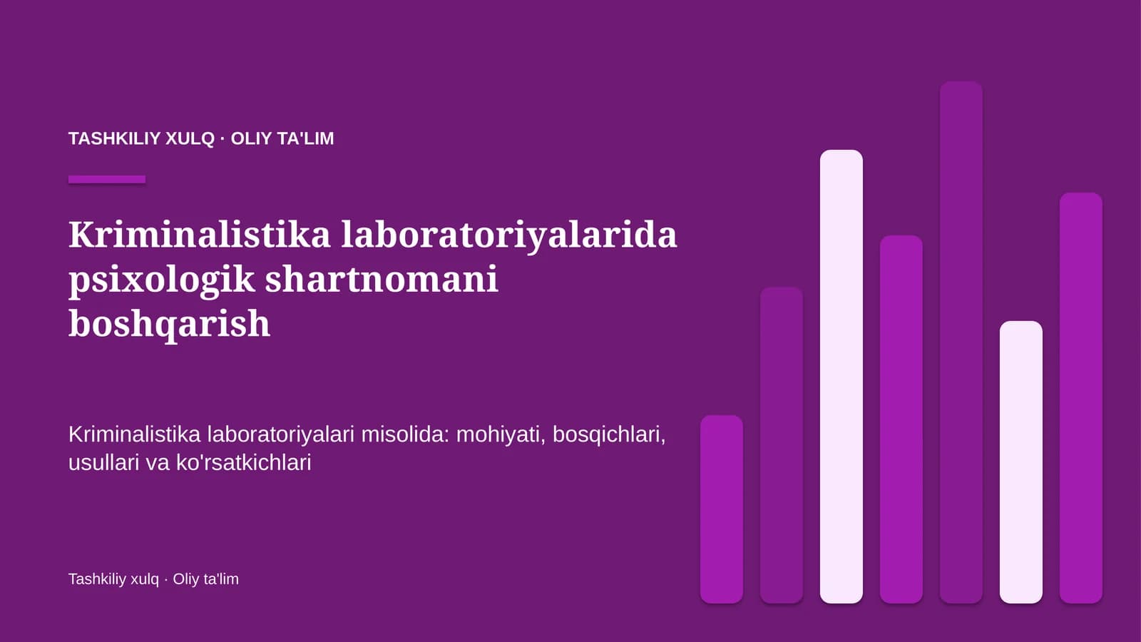 Kriminalistika laboratoriyalarida psixologik shartnomani boshqarish